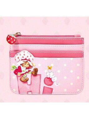 Strawberry Shortcake Card Holder Wallet Cute Pink Polka Dot Coin Purse